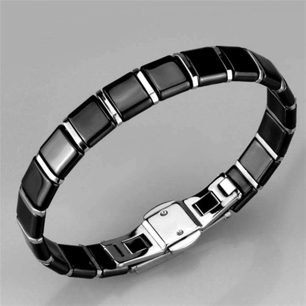 Alamode High polished (no plating) Stainless Steel Bracelet with Ceramic in Jet - Alamode - Flyclothing LLC