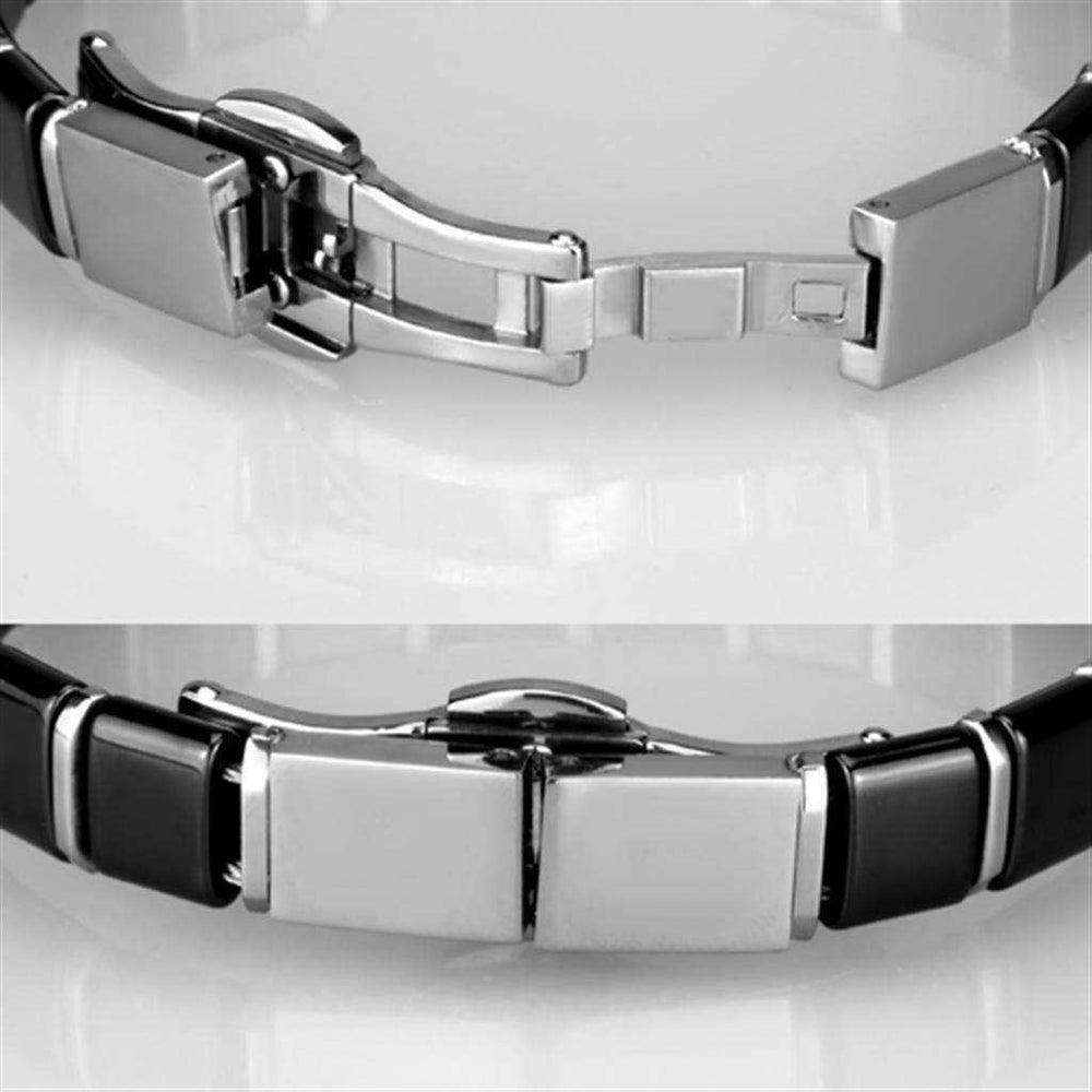 Alamode High polished (no plating) Stainless Steel Bracelet with Ceramic in Jet - Alamode - Flyclothing LLC