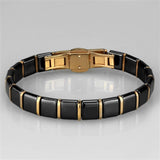 Alamode IP Rose Gold(Ion Plating) Stainless Steel Bracelet with Ceramic in Jet - Alamode