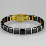 Alamode IP Gold(Ion Plating) Stainless Steel Bracelet with Ceramic in Jet - Alamode