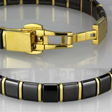 Alamode IP Gold(Ion Plating) Stainless Steel Bracelet with Ceramic in Jet - Alamode