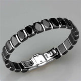 Alamode High polished (no plating) Stainless Steel Bracelet with Ceramic in Jet - Alamode