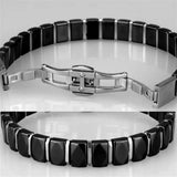 Alamode High polished (no plating) Stainless Steel Bracelet with Ceramic in Jet - Alamode - Flyclothing LLC