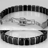 Alamode High polished (no plating) Stainless Steel Bracelet with Ceramic in Jet - Alamode