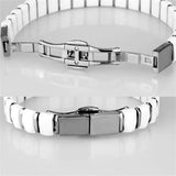 Alamode High polished (no plating) Stainless Steel Bracelet with Ceramic in White - Alamode - Flyclothing LLC