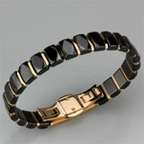 Alamode IP Rose Gold(Ion Plating) Stainless Steel Bracelet with Ceramic in Jet - Alamode - Flyclothing LLC