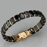 Alamode IP Rose Gold(Ion Plating) Stainless Steel Bracelet with Ceramic in Jet - Alamode