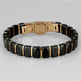 Alamode IP Rose Gold(Ion Plating) Stainless Steel Bracelet with Ceramic in Jet - Alamode