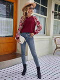 Floral Raglan Sleeve Round Neck Sweatshirt - Trendsi - Flyclothing LLC