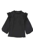 Ruffled Round Neck Long Sleeve Blouse - Trendsi - Flyclothing LLC