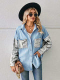 Leopard Button Up Denim Jacket - Trendsi - Flyclothing LLC