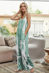 Tie-Dye Spaghetti Strap Jumpsuit with Pockets - Trendsi - Flyclothing LLC
