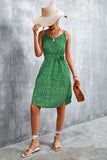 Printed V-Neck Tie Waist Mini Dress - Trendsi - Flyclothing LLC