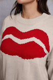 Lip Fringe Round Neck Sweater - Trendsi - Flyclothing LLC