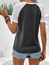 Color Block Raglan Sleeve Round Neck Tee - Trendsi - Flyclothing LLC