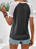 Color Block Raglan Sleeve Round Neck Tee - Trendsi - Flyclothing LLC