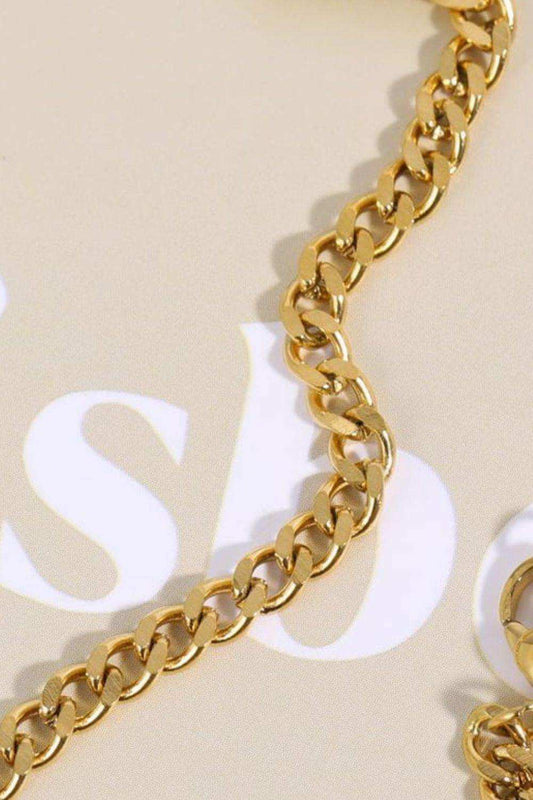 Inlaid Zircon Stainless Steel Necklace - Trendsi - Flyclothing LLC