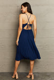 Tie Back Spaghetti Strap Pleated Dress - Trendsi