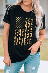 Stars and Stripes Graphic Round Neck Tee - Flyclothing LLC