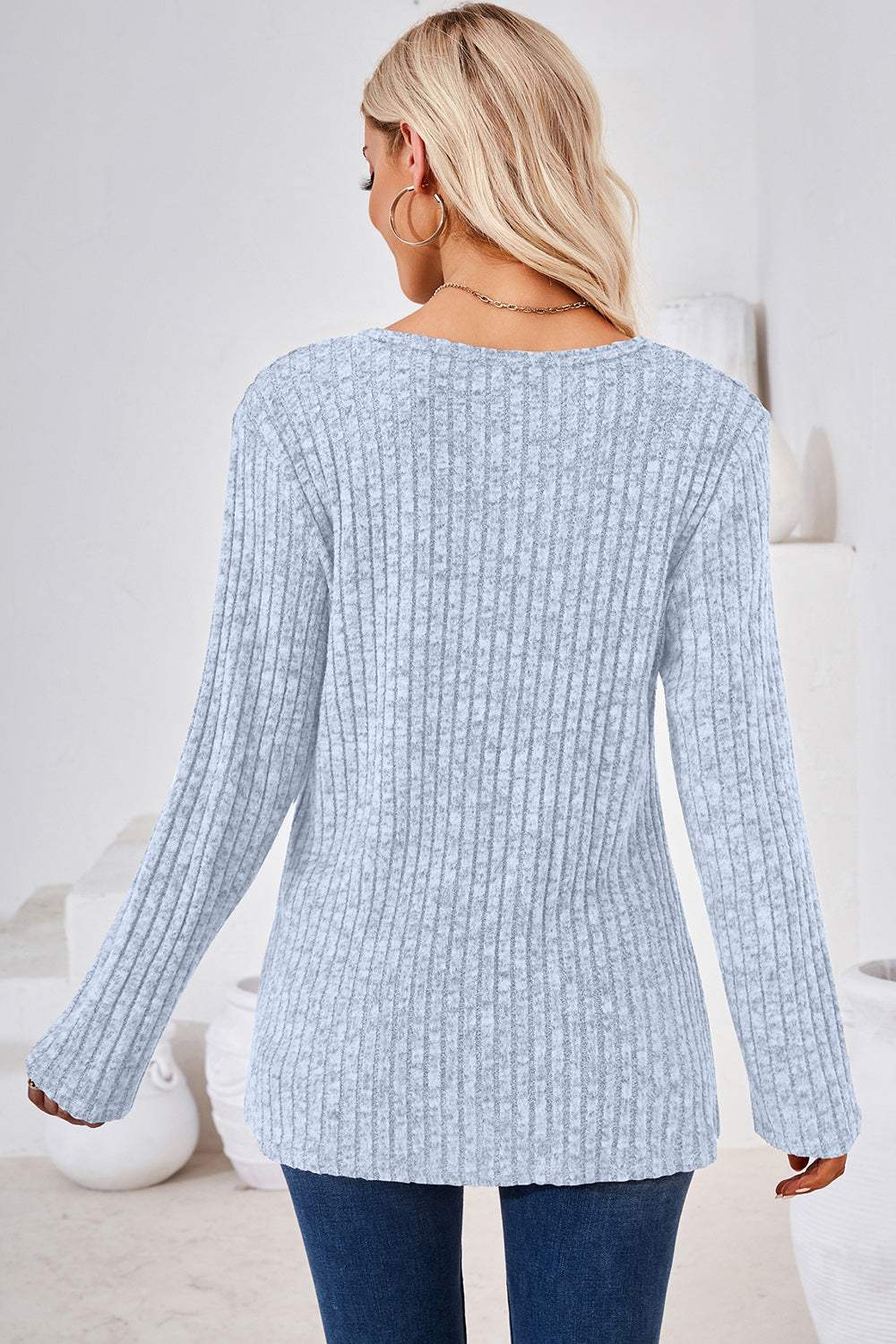 Round Neck Long Sleeve T-Shirt - Trendsi - Flyclothing LLC