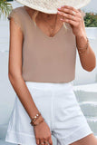 Lace Detail Eyelash Trim V-Neck Tank - Trendsi - Flyclothing LLC