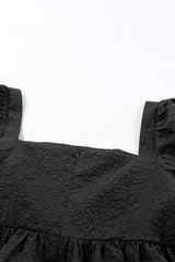 Square Neck Half Sleeve Peplum Blouse - Trendsi - Flyclothing LLC