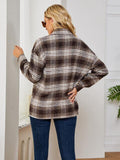 Plaid Collared Shirt Jacket - Trendsi