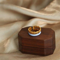 Enamel 18K Gold-Plated Open Ring - Trendsi