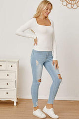 Square Neck Long Sleeve T-Shirt - Trendsi - Flyclothing LLC