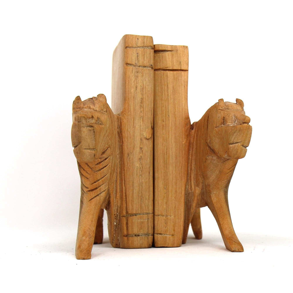 Carved Wood Lion Book Ends, Set of 2 - Jedando - Flyclothing LLC