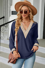 V-Neck Long Sleeve T-Shirt - Trendsi - Flyclothing LLC