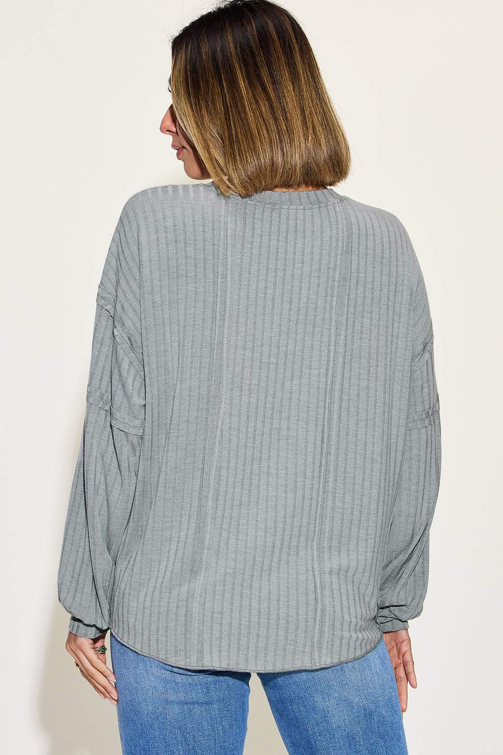 Basic Bae Full Size Ribbed Round Neck Long Sleeve T-Shirt - Trendsi - Flyclothing LLC