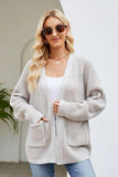 Open Front Raglan Sleeve Pocketed Cardigan - Trendsi