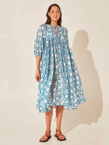 Floral Tie Neck Lantern Sleeve Dress - Trendsi - Flyclothing LLC