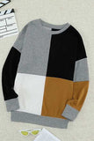 Color Block Round Neck Sweatshirt - Trendsi - Flyclothing LLC