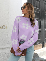Floral Dropped Shoulder Sweater - Trendsi - Flyclothing LLC
