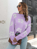 Floral Dropped Shoulder Sweater - Trendsi - Flyclothing LLC