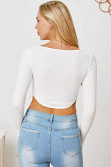 Ribbed Long Sleeve T-Shirt - Trendsi - Flyclothing LLC
