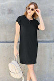 Basic Bae Full Size Round Neck Short Sleeve Dress with Pockets - Trendsi - Flyclothing LLC