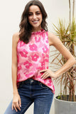 Printed Frill Trim Tank - Trendsi