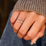 Rose Shape Inlaid Zircon Bypass Ring - Trendsi