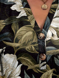 Printed Notched Short Sleeve T-Shirt - Trendsi - Flyclothing LLC