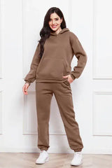 Drop Shoulder Long Sleeve Hoodie and Pants Set - Trendsi - Flyclothing LLC