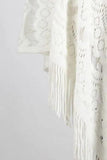 Fringe Openwork Surplice Cape Sleeve Poncho - Trendsi