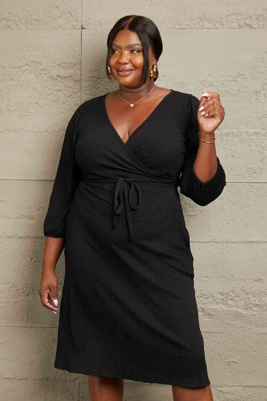Culture Code Full Size Surplice Flare Ruching Dress - Trendsi