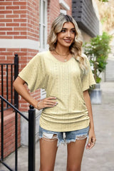 Flutter Sleeve Eyelet Gathered Detail Top - Trendsi - Flyclothing LLC
