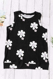 Printed Side Slit Round Neck Tank - Trendsi - Flyclothing LLC