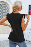 Ruffled V-Neck Cap Sleeve Blouse - Trendsi - Flyclothing LLC