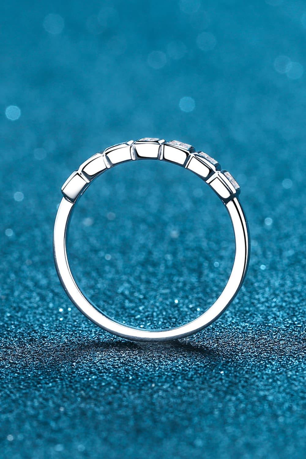 Moissanite Rhodium-Plated Half-Eternity Ring - Trendsi