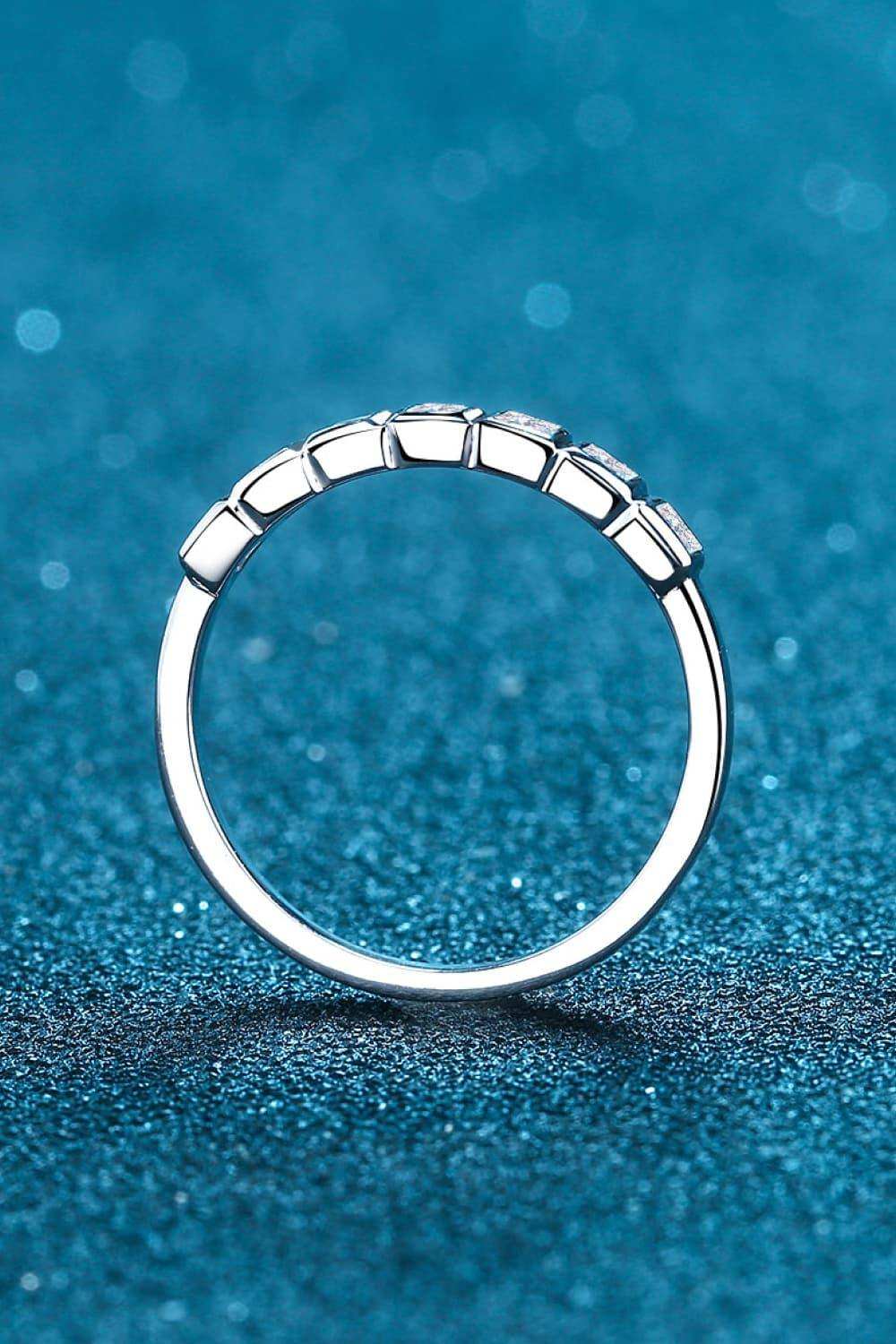 Moissanite Rhodium-Plated Half-Eternity Ring - Trendsi - Flyclothing LLC